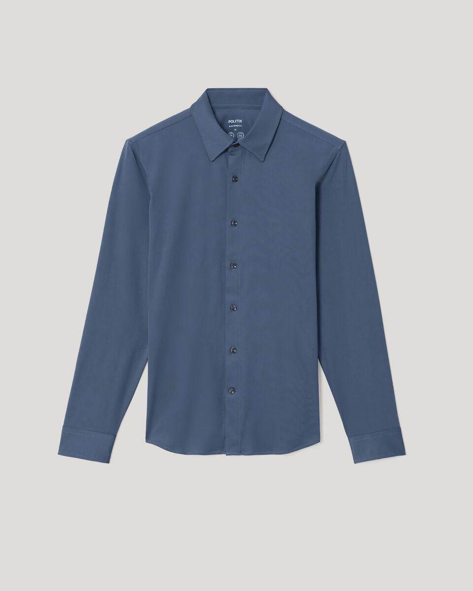 Slim Travel Shirt, Steel Blue, hi-res